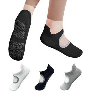 3 Yoga Socks Women Non-Slip Grip Pilates Athletic Socks for Barre Ballet Dance